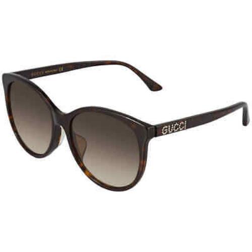Gucci Brown Round Ladies Sunglasses GG0729SA-002 56 GG0729SA 002 56