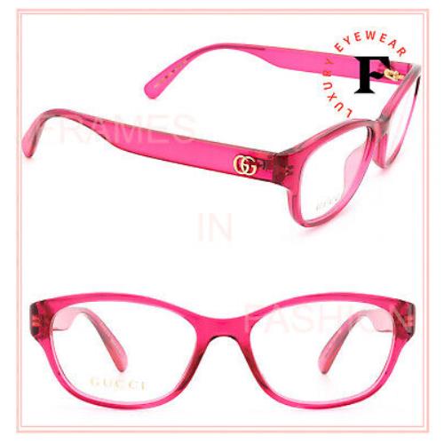Gucci 0717 Crystal Pink Thin Snake Logo Oval Eyeglasses 51mm GG0717O 008 Frame - Frame: Pink