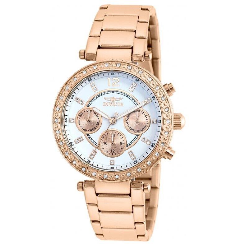 Invicta Angel Women`s 36mm Rose Gold Crystal Accent Multifunction Watch 21558