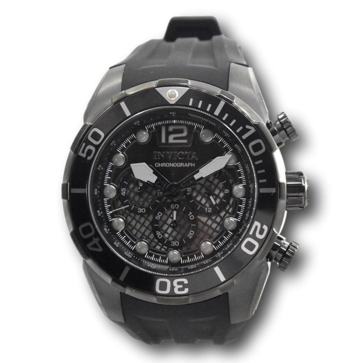 Invicta Pro Diver Men`s 50mm Triple Black Twisted Metal Chronograph Watch 35618