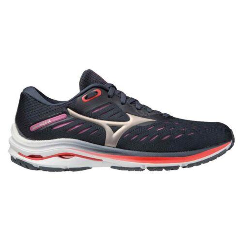 Mizuno J1GD200343 Wave Rider 24 Women`s Running Shoes - INDIAINK/PGOLD/IGNITIONR