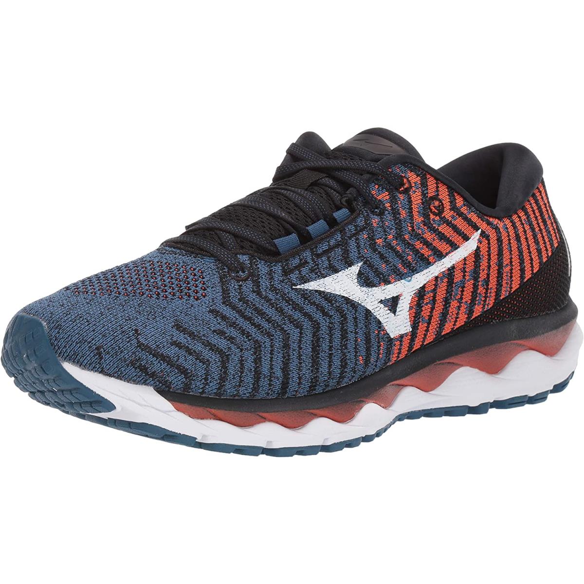 Mizuno Men`s Wave Sky Waveknit 3 Running Shoe Moroccan Blue - White