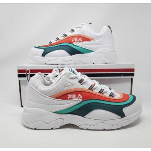 Women`s 9.5 Fila Ray Miami White Storm Cherry Tomato Sneakers Shoes