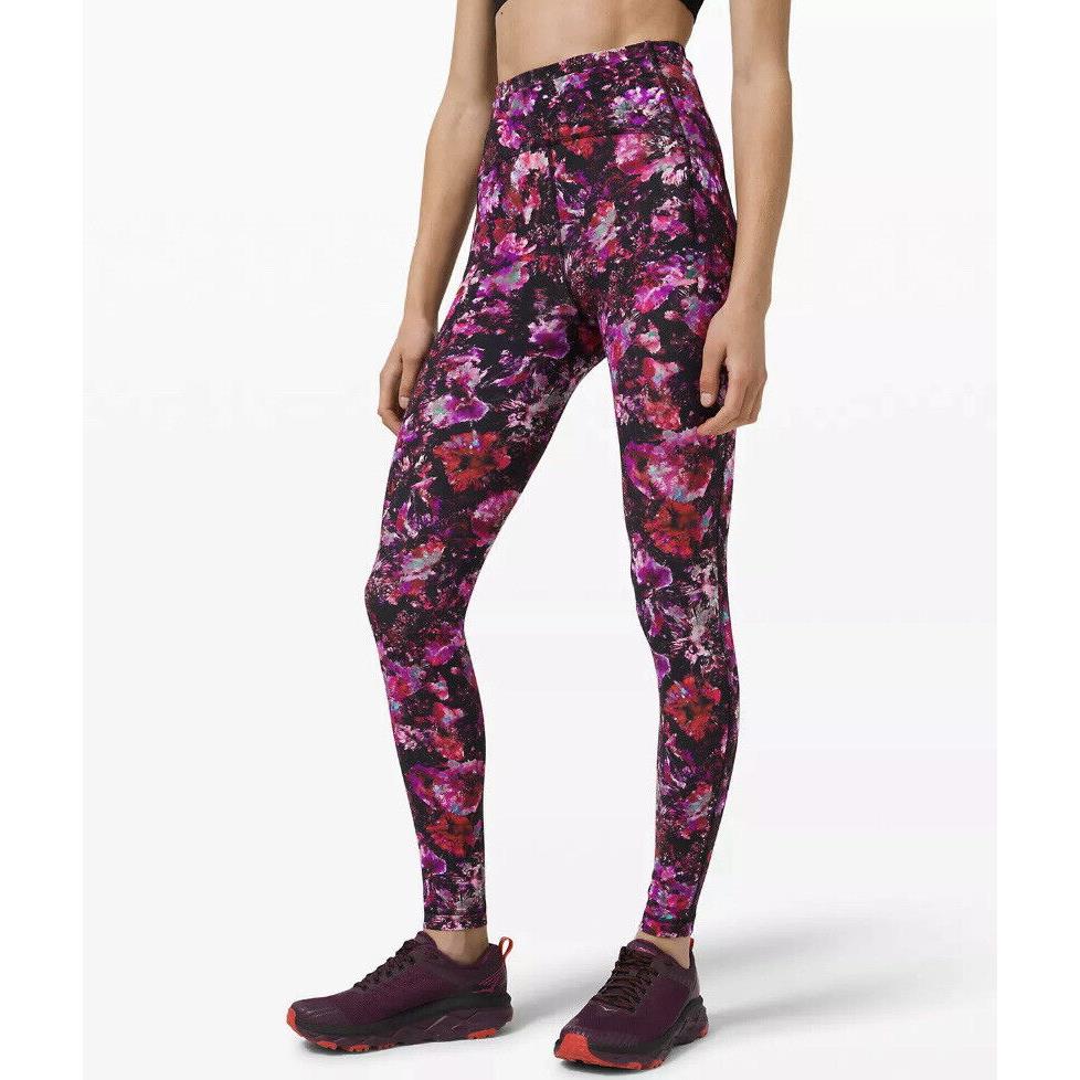 Lululemon Swift Speed HR Tight Pant 28 Size 4 Ffam Fluoro Floral Multi