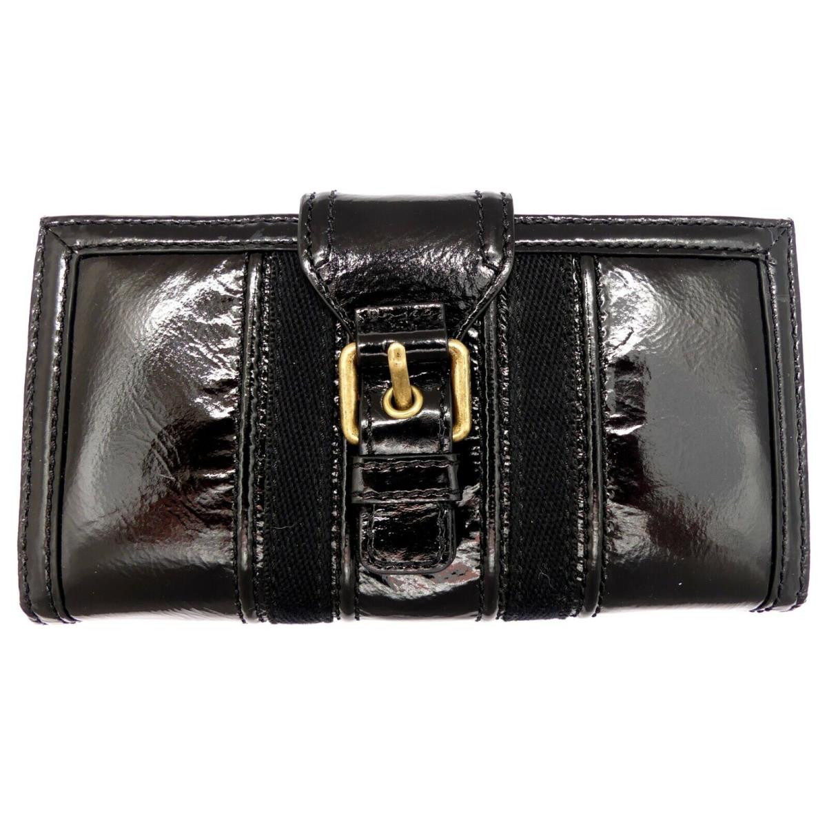 Marc Jacobs M371404 Shiny Black Leather Bi-fold Zippered Wallet