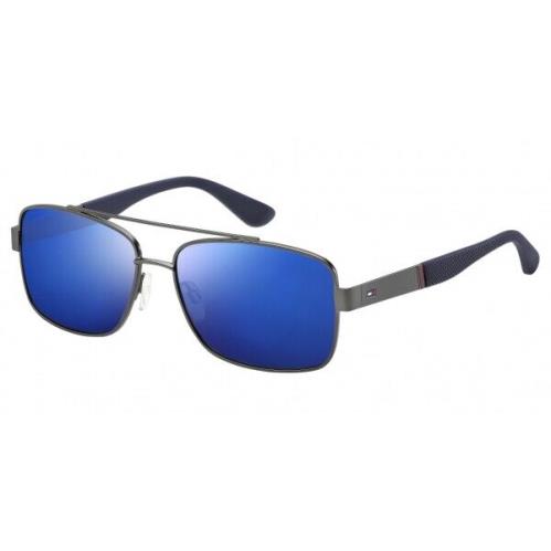 Tommy Hilfiger TH 1521/S R80 XT Semi Matte Dark Ruthenium Blue Mirror Sunglasses