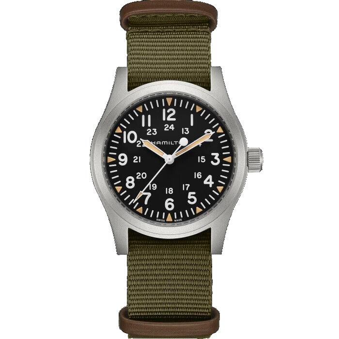 Hamilton Men`s Khaki Field Green Nylon Strap Watch H69529933