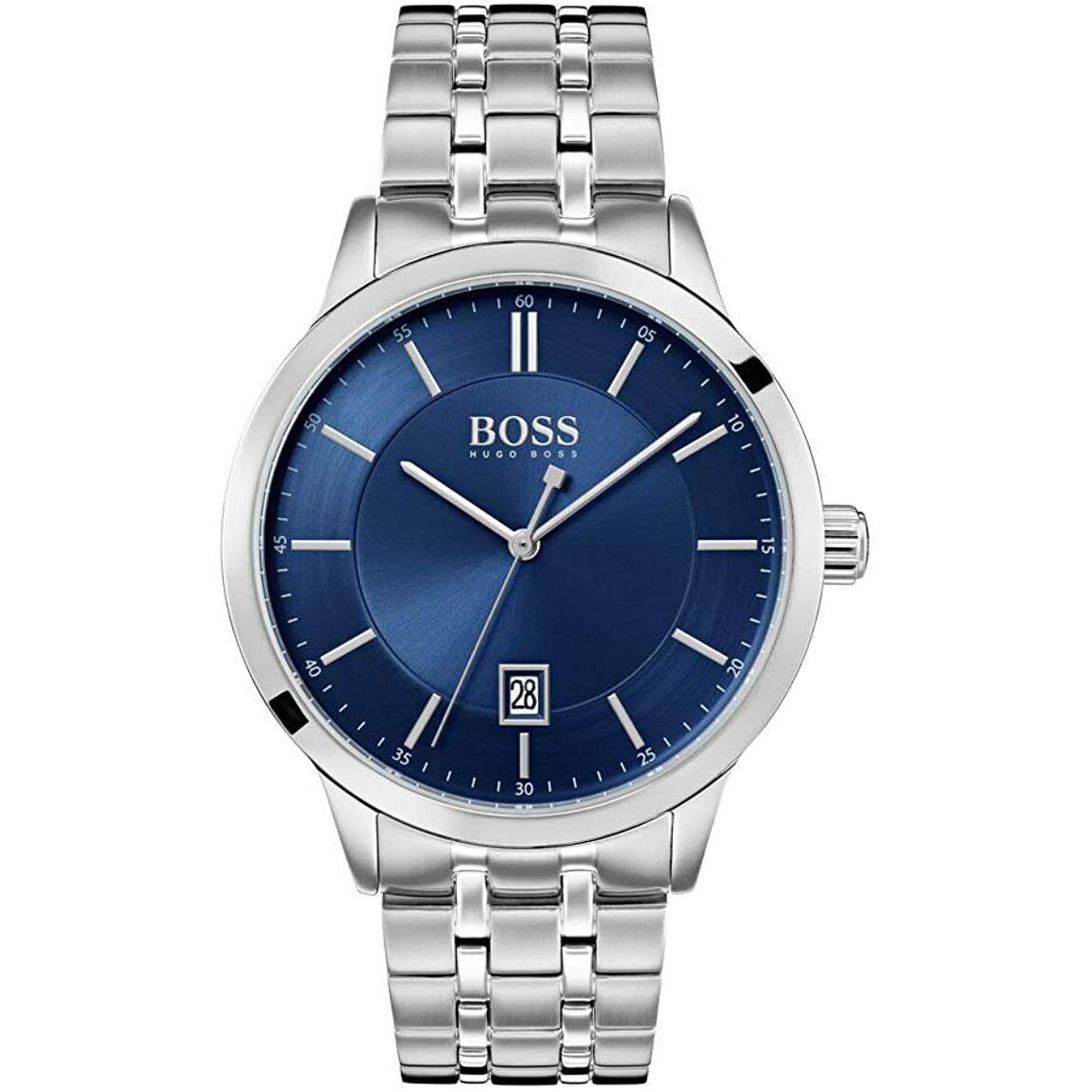 Hugo Boss Officer 1513615 Silver Tone Blue Date Dial Classic Mens Watch