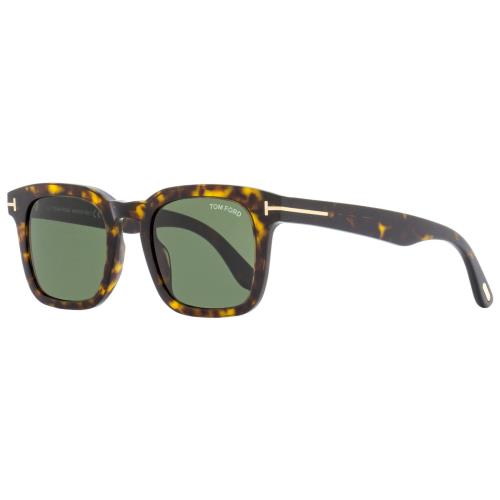 Tom Ford Square Sunglasses TF751 Dax 52N Dark Havana 50mm FT0751 - Frame: Brown, Lens: Green