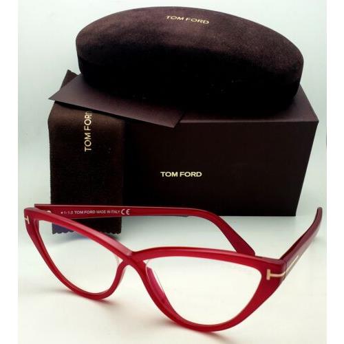 Tom Ford Blue Block Eyeglasses TF 5729-B 075 56-16 Red Gold Cateye Frames