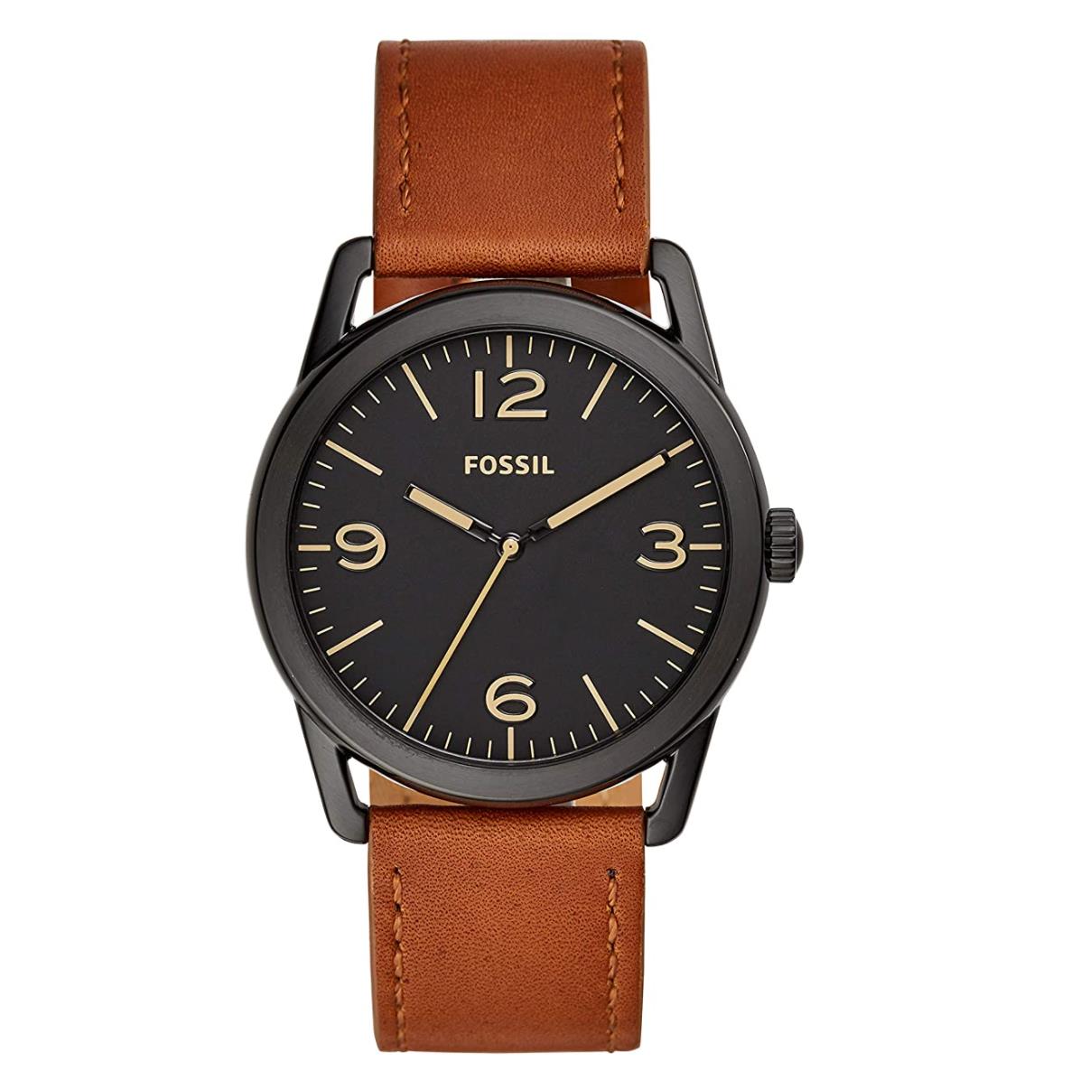 Fossil Men`s Ledger Quartz Leather Three-hand Watch Color: Black Brown BQ2305
