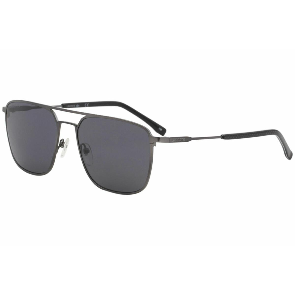 Lacoste L194s 033 57mm Gunmetal Grey Unisex Square Pilot Metal Sunglasses - Frame: Gray, Lens: Green
