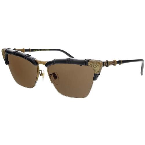 Gucci GG0660S 001 Women`s Black Gold Frame / Brown Lens Sunglasses