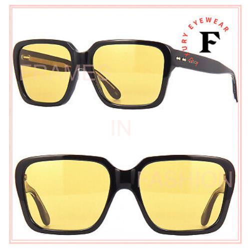 Gucci 0786 Black Yellow Rectangular Retro Unisex Gg0786s 001 Fashion Sunglasses