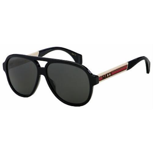 Gucci GG 0463S 002 Black White / Grey Sunglasses Italy 58mm