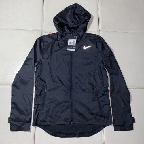 Nike Womens Essential Run Jacket Size XS CU3217 010 Reflective Windbreaker Black