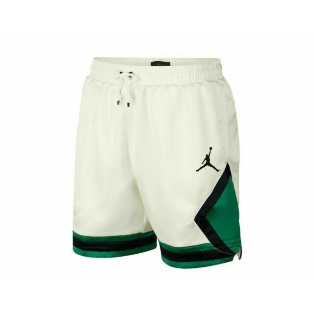 Nike Men`s Air Jordan Satin White/green Basketball Shorts AO2820-133 Size XL