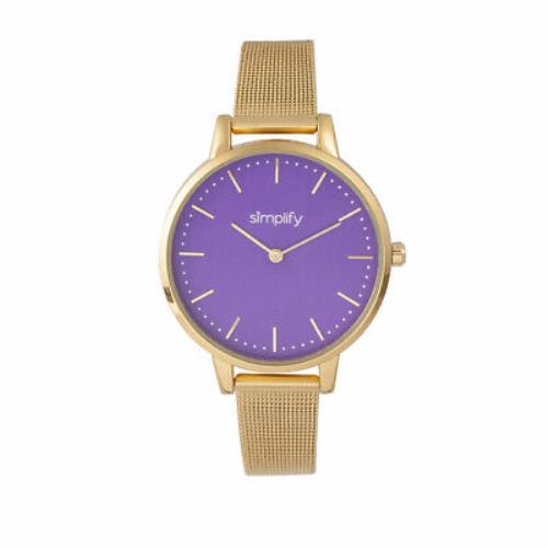 Simplify The 5800 Mesh Bracelet Watch - Gold/purple - Purple Dial, Gold Band