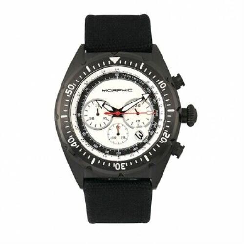 Morphic M53 Series Chronograph Leather-band Watch W/date - Black/silver
