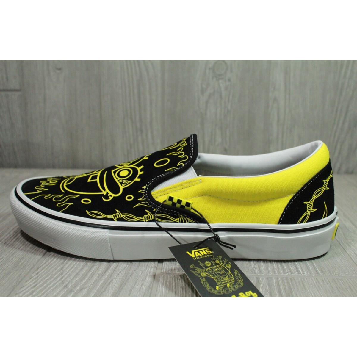 67 Vans x Spongebob Gigliotti Men`s Skate Slip On Shoes Black Yellow Size 11.5