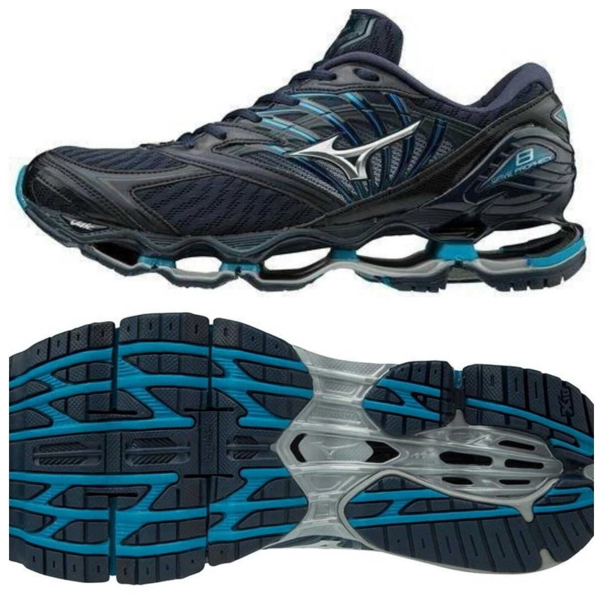 Sport Comfort Running Mizuno Men` Wave Prophecy 8 Running Shoe - Col BLUE WING TEAL-SILVER