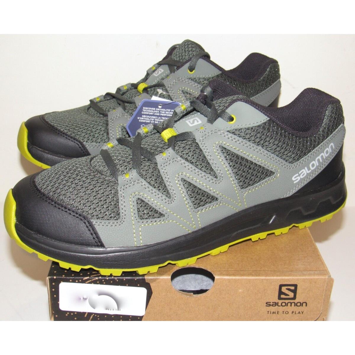 Salomon Blackstonia Mens 10 Hiking Shoes Gray Yellow Trail Running Sneakers