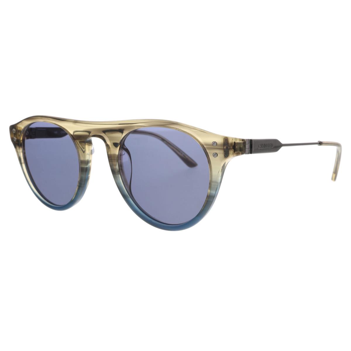 Calvin Klein CK20701S 41888 Taupe/blue Horn Gradient Round Sunglasses