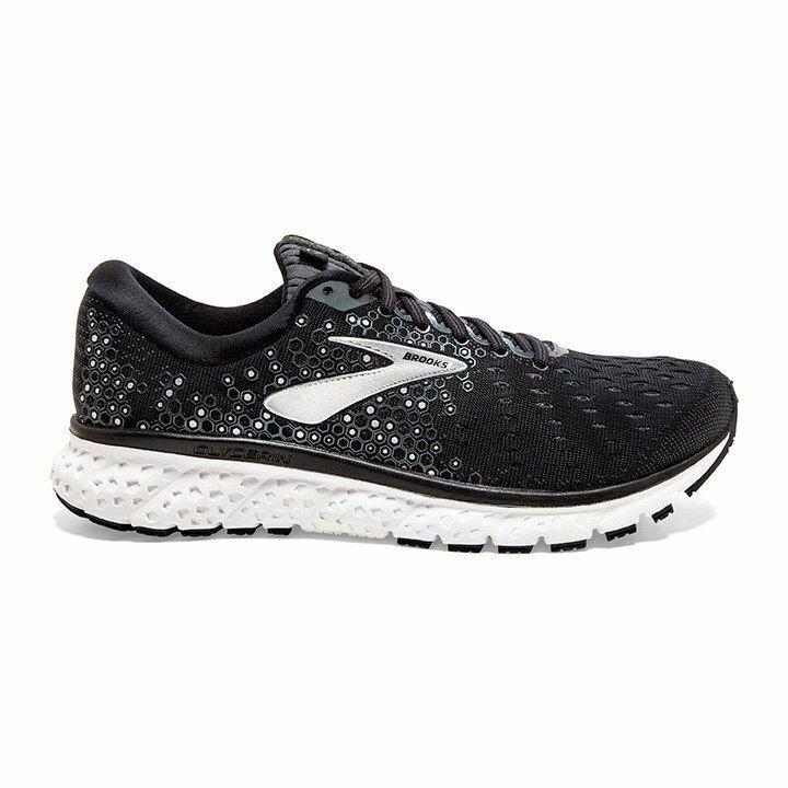 Brooks Mens Glycerin 17 1102961D047 Black White Running Shoes Lace Up Size 9 D