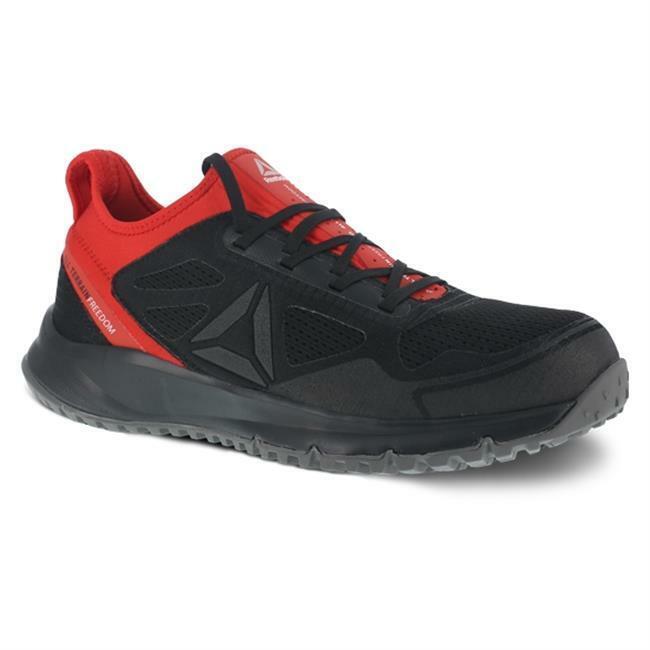 Reebok Steel Toe Slip Resistant EH Moisture Wicking Work Lightweight Men`s Shoes Black/red