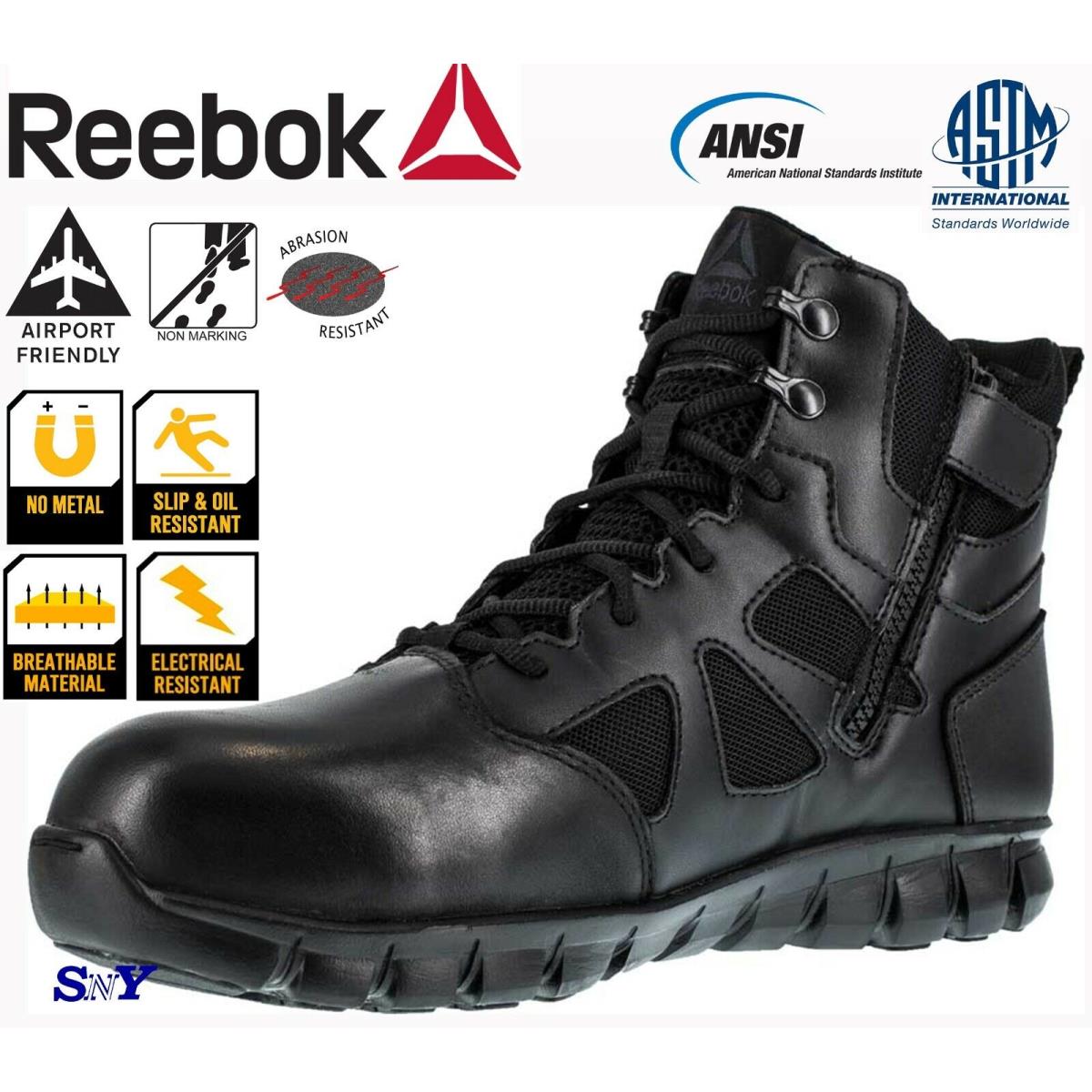 Reebok Tactical Soft Toe Massage Footbed EH Rated No Metal Boots Shoes Astm