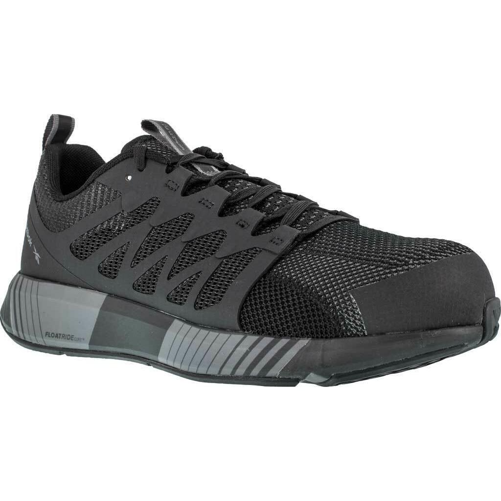 Reebok Composite Toe Slip Resistant Athletic Work Shoes No Metal EH Lightweight Black/Grey