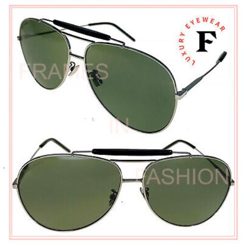 Saint Laurent Classic Oversized 11 Ysl 005 Silver Green Sunglasses 64mm SL11