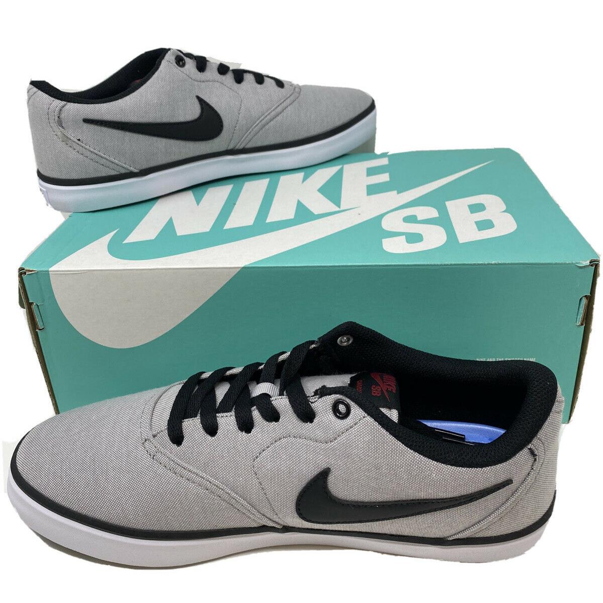Mens Nike SB Check Solar Cnvs Canvas Grey Black Canvas Skating Shoes 843896 016
