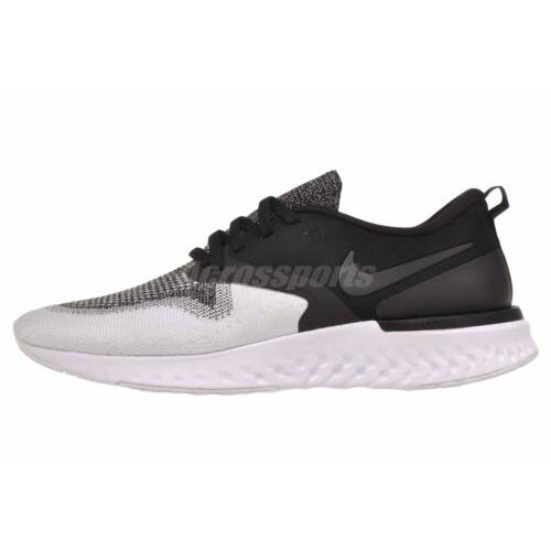 Nike W Odyssey React 2 Flyknit Running Womens Shoes Black White AH1016-007 - Black