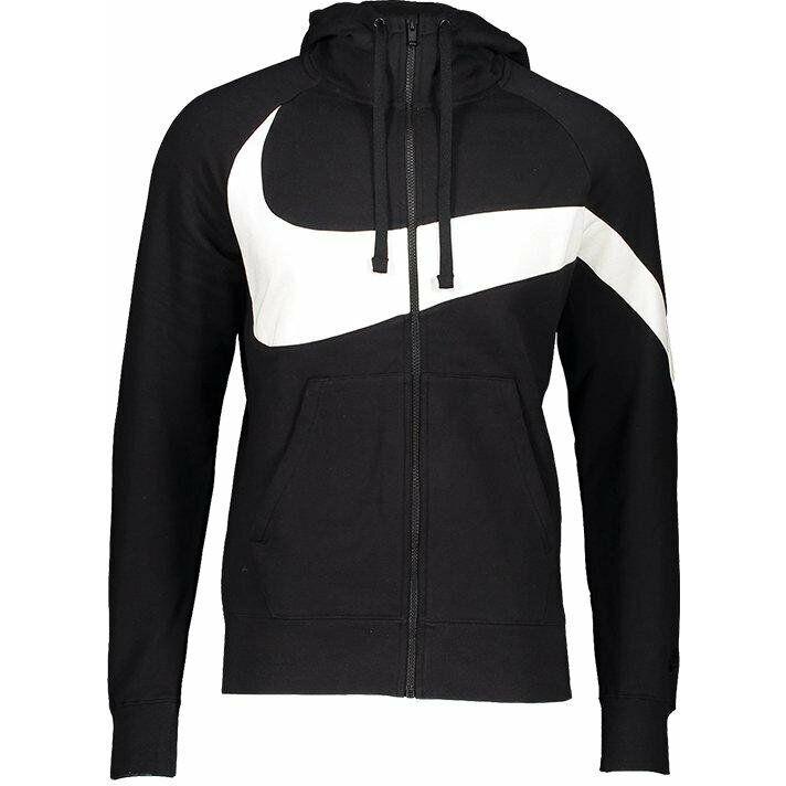 Nike Giant Swoosh Fleece Zip Up Hoodie Sweatshirt BQ6458-010 Size L Large