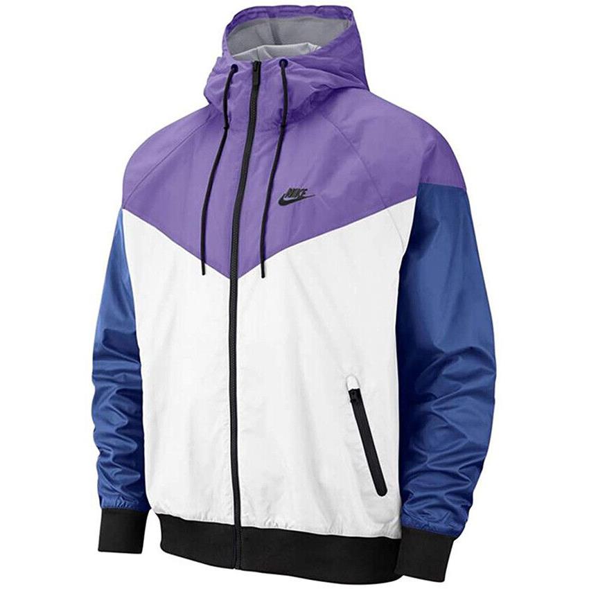 Nike Sportswear Men`s Hooded Windrunner AR2191-101 White/space Purple sz M 2XL