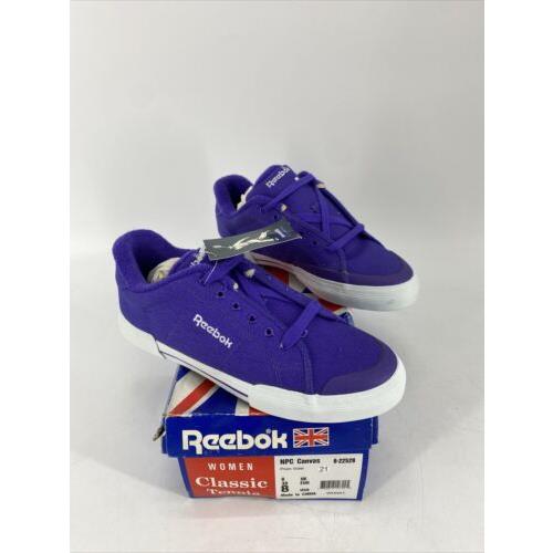 Vintage Women`s Reebok Classic Tennis Npc Canvas Shoe Violet Size 8