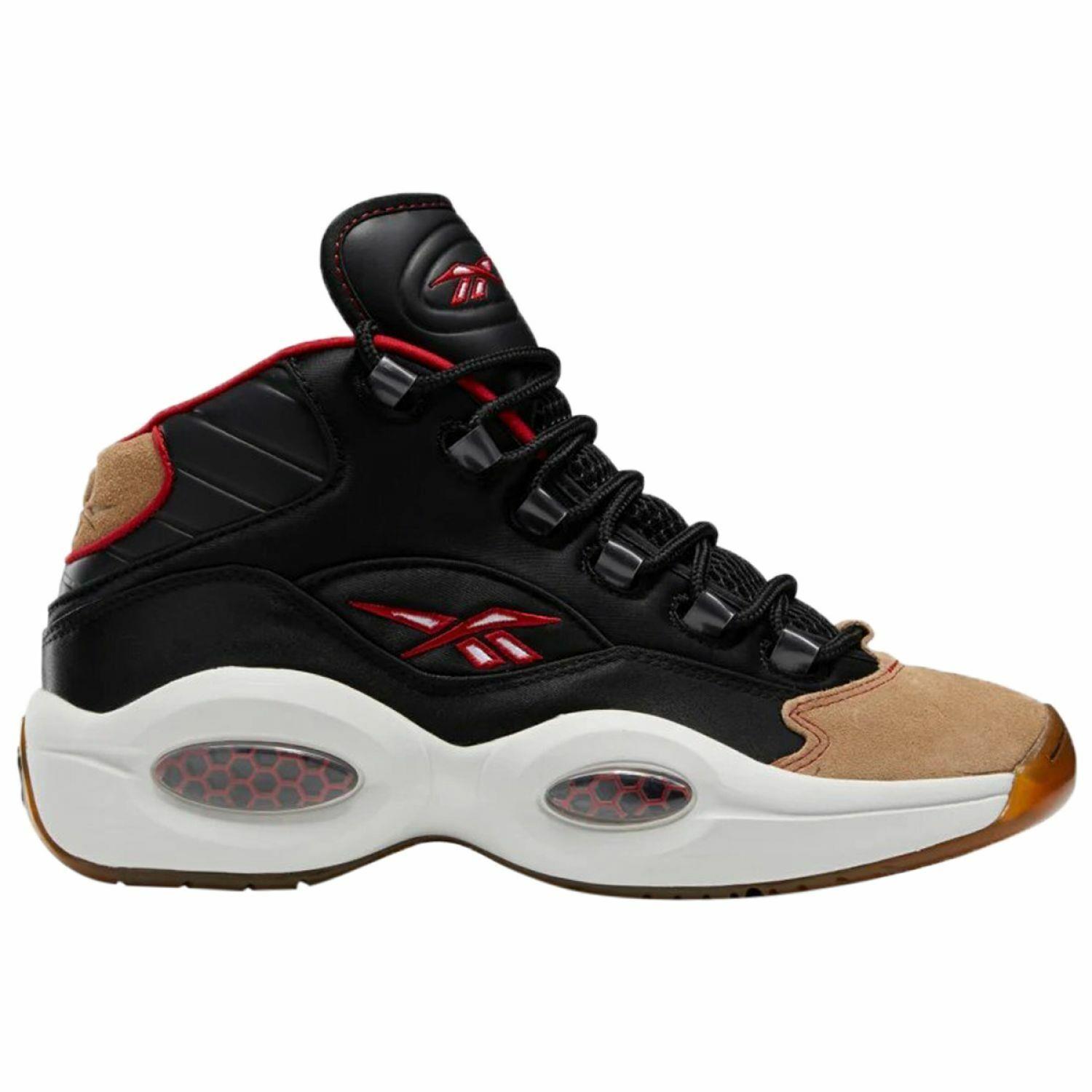 Reebok Question Mid 76ers Away Mens H00847 Black Red Basketball Shoes Size 8