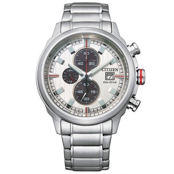 Citizen CA0736-54A Men`s Eco-drive Stainless Steel Silver Dial Chronograph Watch - Dial: Silver, Band: Silver, Bezel: Silver