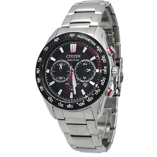 Citizen CA4489-50E Men`s Eco-drive Stainless Steel Black Dial Chronograph Watch