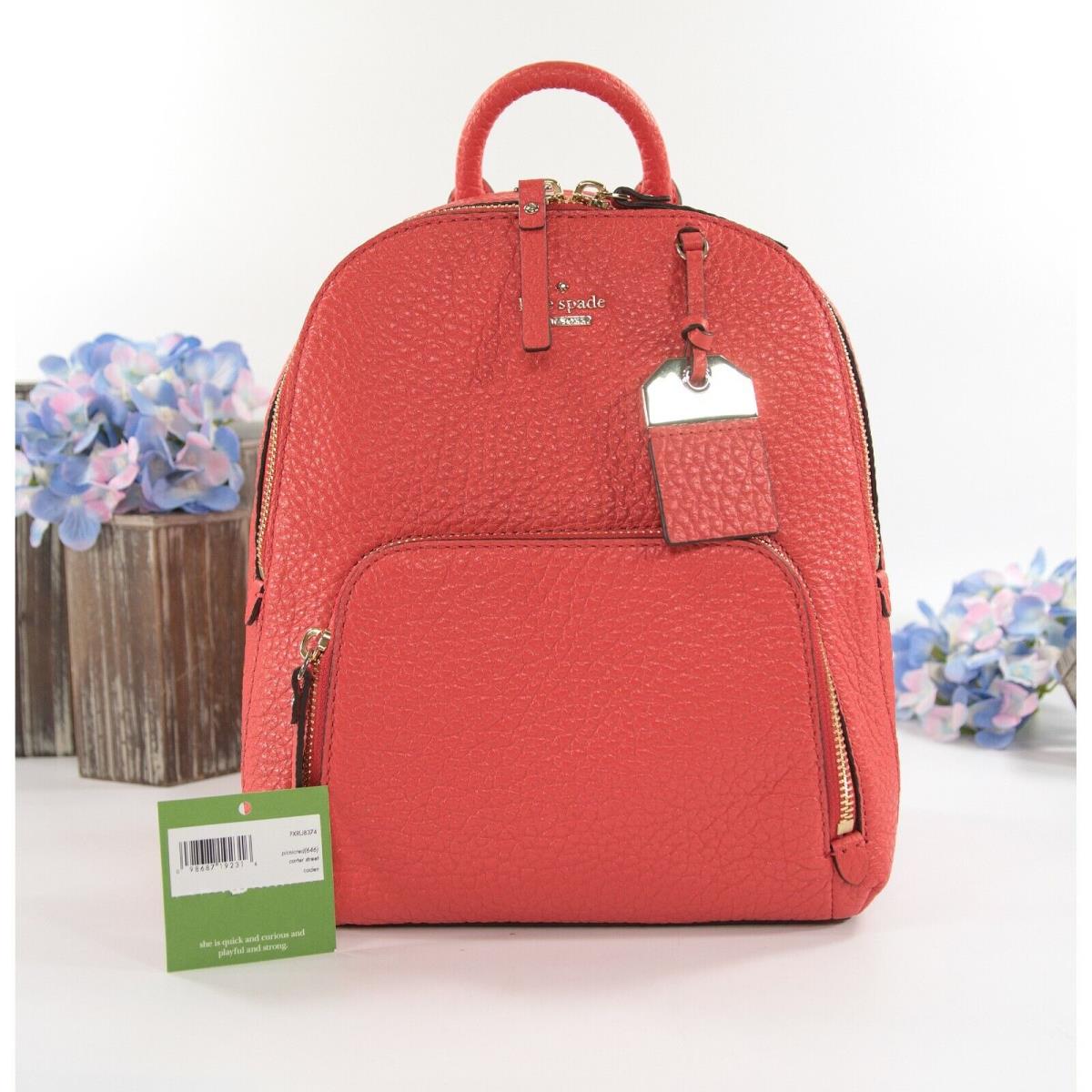 Kate Spade Carter Street Caden Picnic Red Leather Backpack Bag