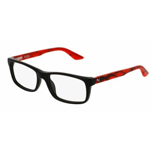 Puma PJ 0009O 001 Black Red Rectangle Kids Eyeglasses