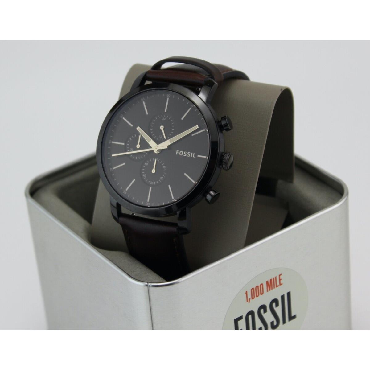 Fossil Luther Brown Leather Black Chronograph BQ2461 Men`s Watch