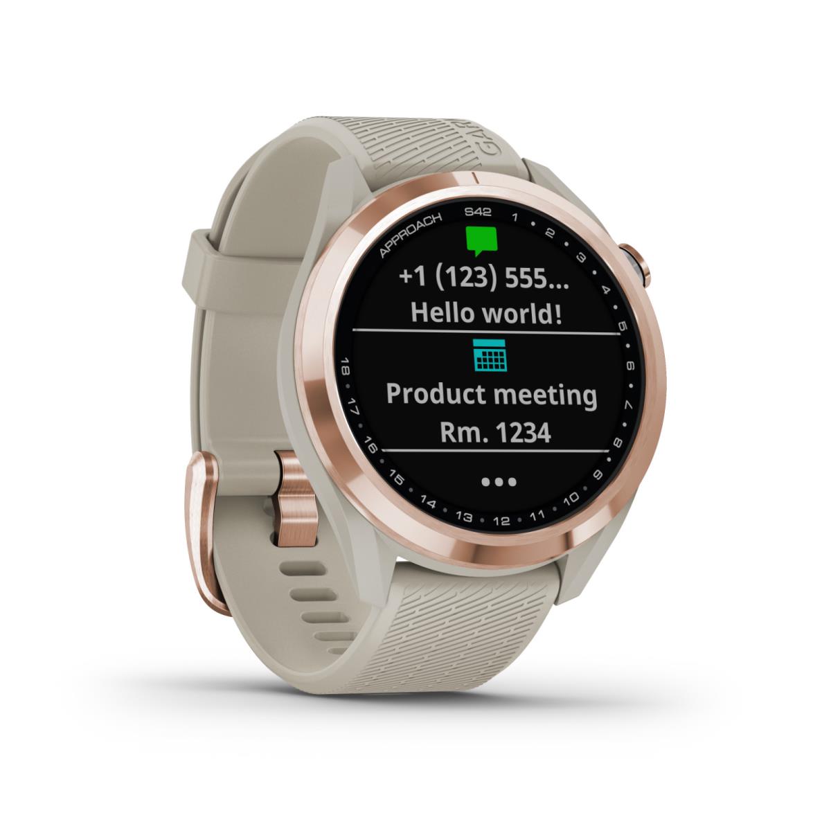 Garmin Approach S42 Golf Watch Activity Tracker - Rose Gold with Light Sand