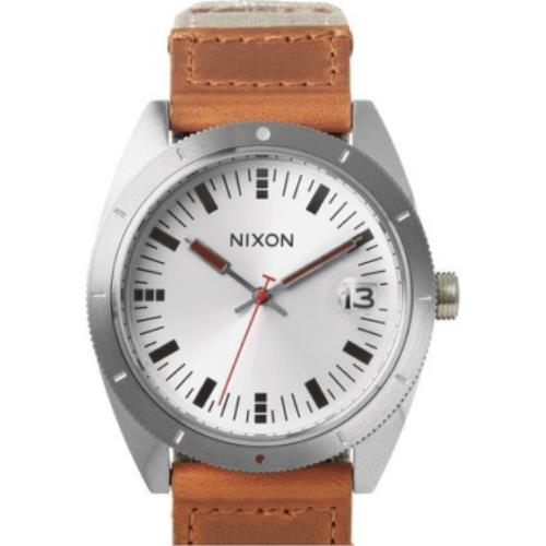 Nixon Rover Beige Leather/cloth Strap Date Men Watch 42mm A3551430