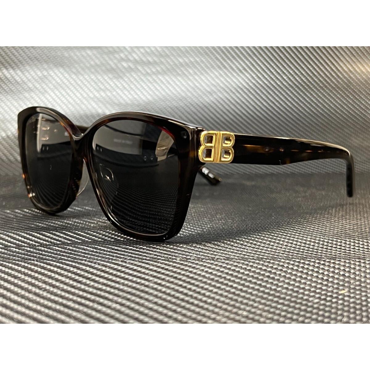 Balenciaga BB0135SA 002 Square Rectangle Havana Gold Green 59 mm Sunglasses