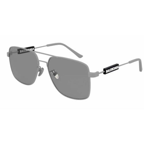 Balenciaga BB0116SA 004 Grey Square Rectangle Men`s 59 mm Sunglasses