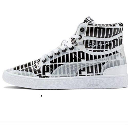 Puma Ralph Sampson Mid Logo Sneakers Womens 7.5 Black White Basketball Shoe