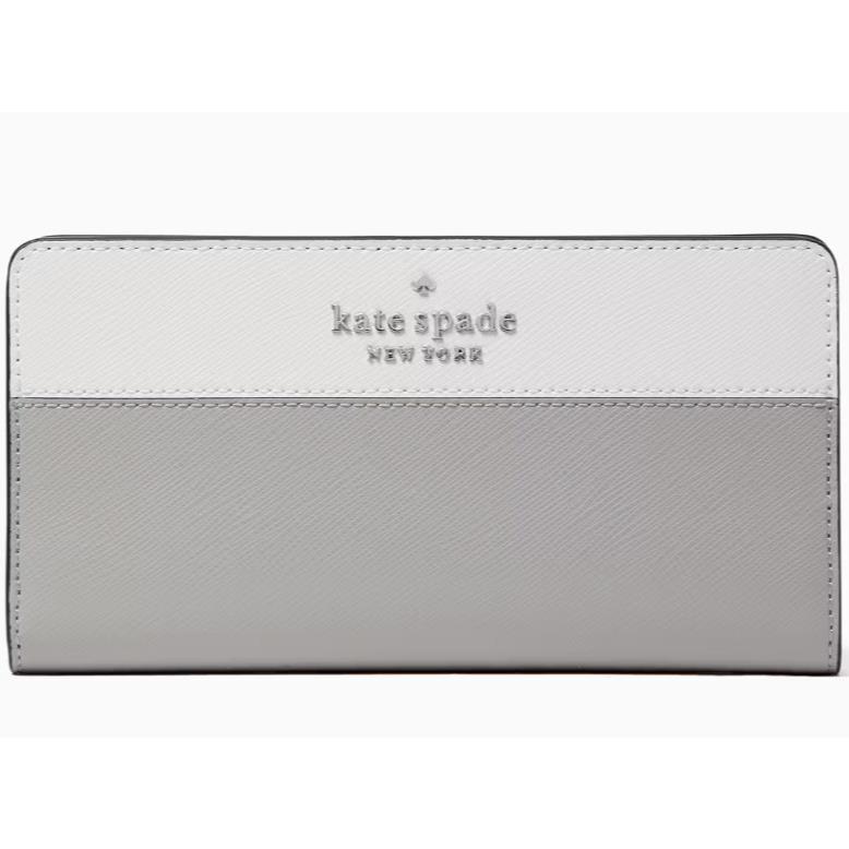 Kate Spade Staci Large Slim Bifold Nimbus Grey Wallet WLR00122 Gray