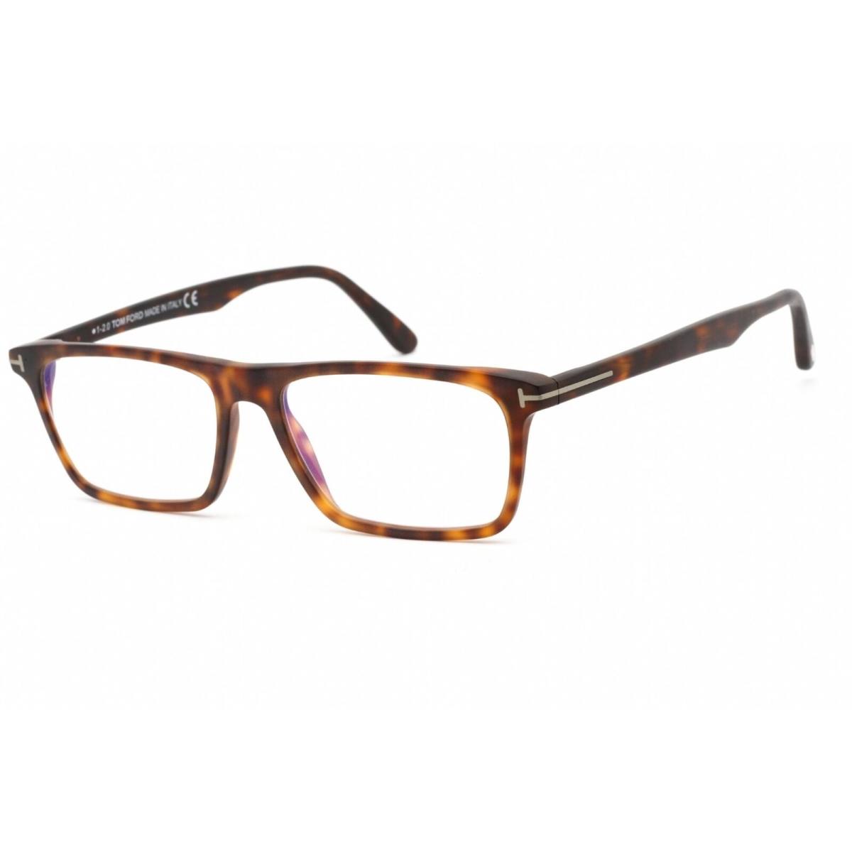 Tom Ford Men`s Eyeglasses Red Havana Rectangular Frame 56 mm FT5681-B 054